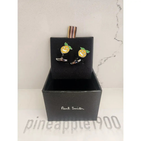 NIB Paul Smith Metal CUFFLINKS Lemon - Picture 1 of 8